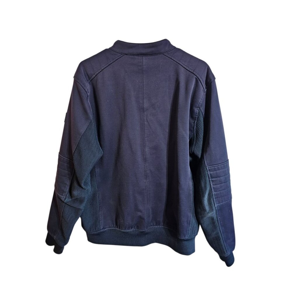 Mavi Mens XL Moto Jacket Navy Zip Minimalist Modern Streetwear Layering Y2K - Picture 3 of 8